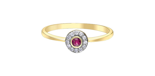 Ring - Diamonds & Ruby - 10kt  gold  | DD8063YRU