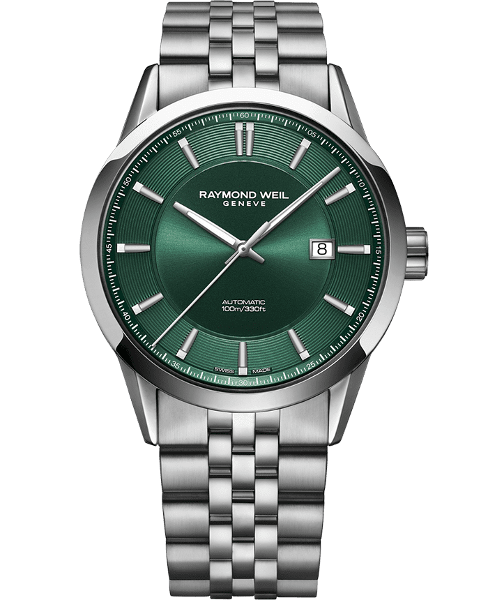 Raymond Weil Freelancer Men's Automatic Green Dial Stainless Steel Bracelet Watch, 42 mm | 2731-ST-52001