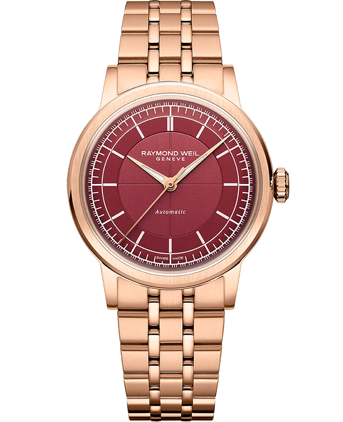 Raymond Weil Millesime Automatic Central Seconds Burgundy Dial Watch - 35 mm | 2125-PC45001