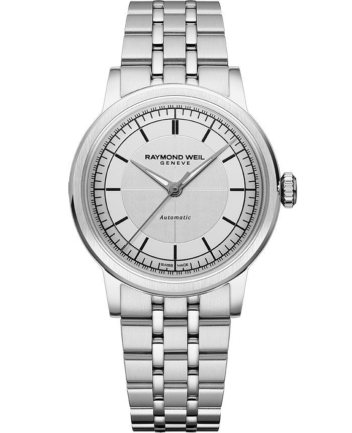 Raymond Weil Millesime Automatic Central Seconds Silver Dial Watch 35 Assaleh Joailleries Jewellers