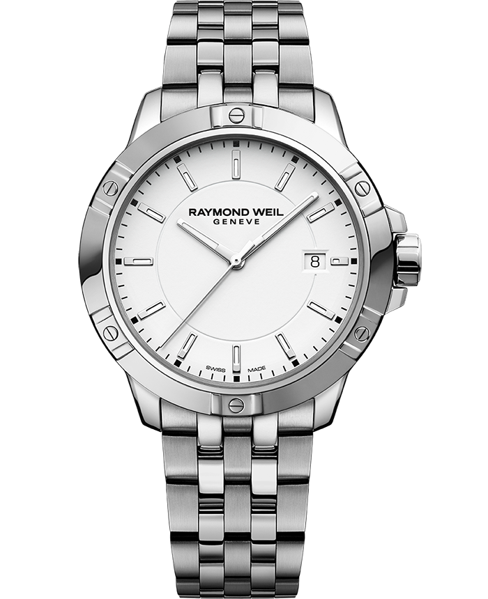 Raymond Weil Men s Tango 41 Date Bracelet Strap Watch Silver White