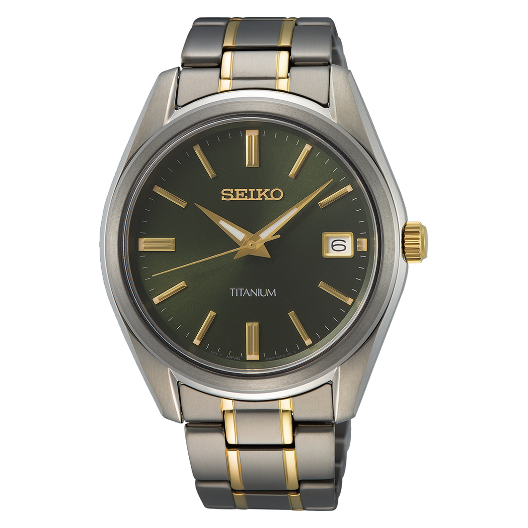 Seiko Quartz - Titanium - Dark Green - 40.2mm | SUR377P1