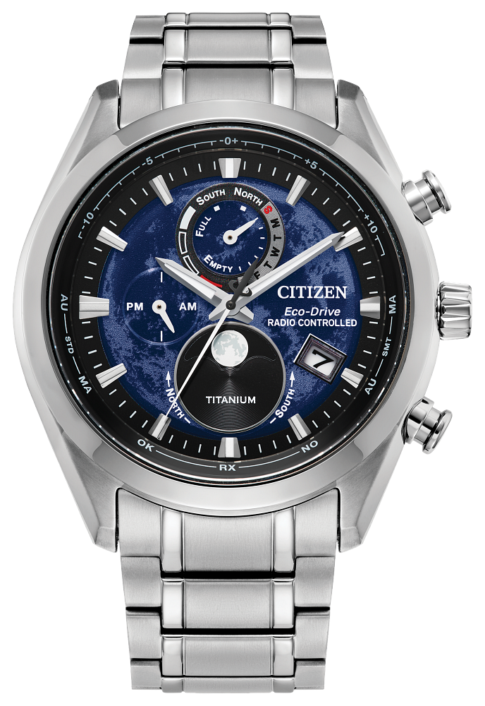 Citizen Tsuki yomi ATOMIC TIMEKEEPING SUPER TITANIUM Blue BY1010 Assaleh Joailleries Jewellers