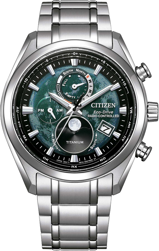 Citizen Tsuki-yomi ATOMIC TIMEKEEPING / SUPER TITANIUM - Green | BY1010-57X