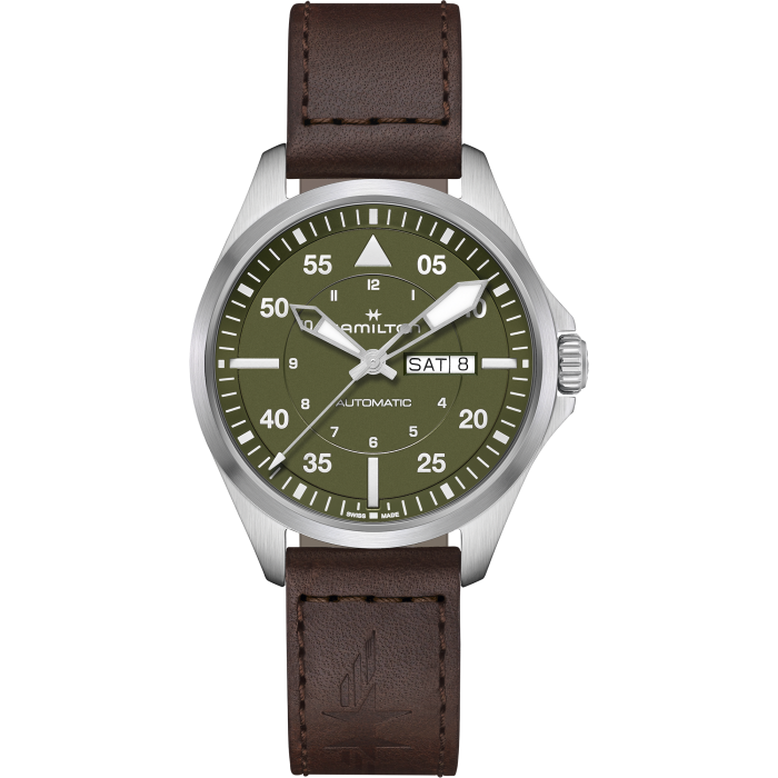 Hamilton KHAKI AVIATION PILOT DAY DATE AUTO - 42mm -Green | H64635560