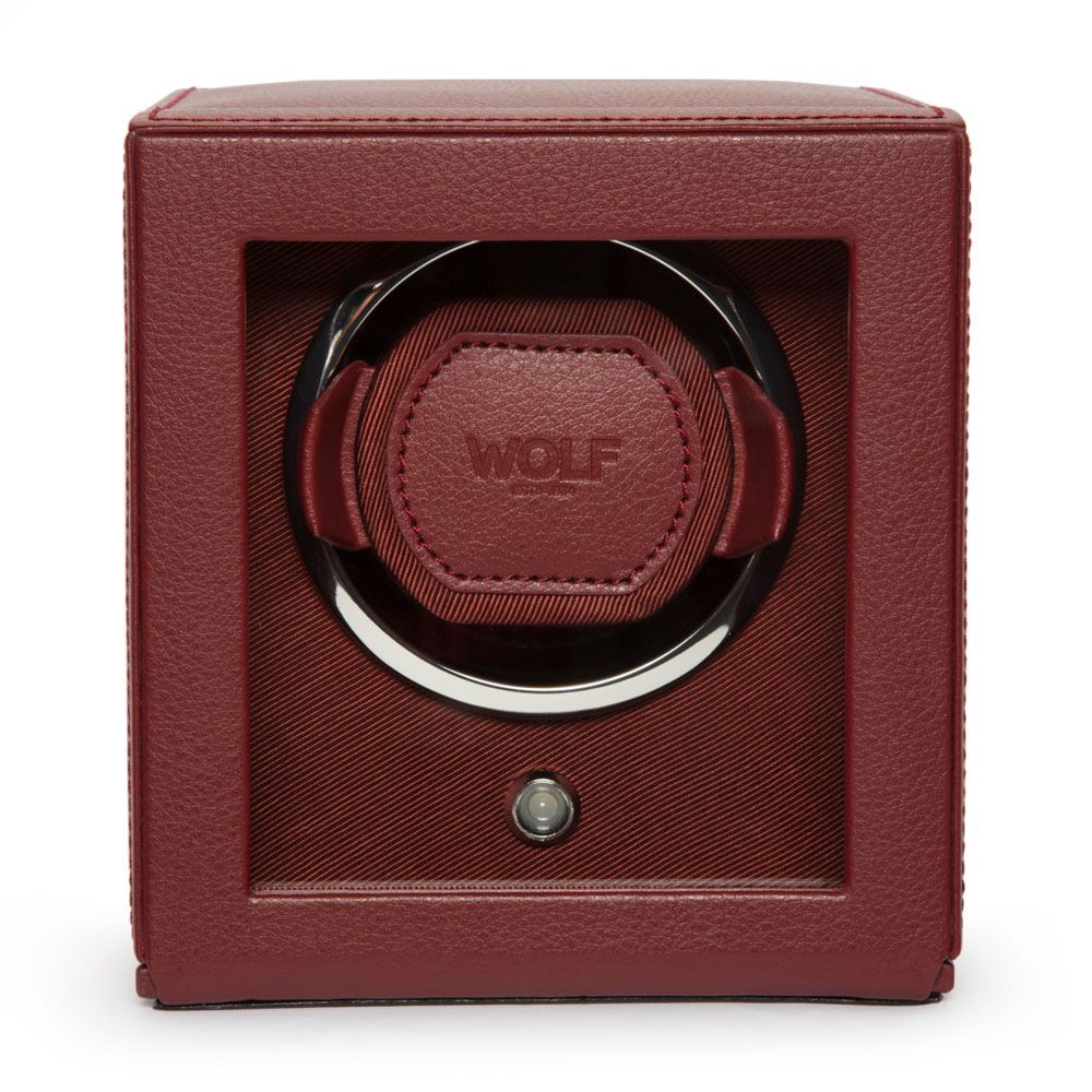 WOLF - Cub Single Watch Winder with Cover - Bordeaux | 461126
