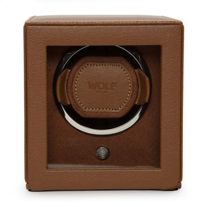 WOLF - Cub Single Watch Winder with Cover - cognac | 461127