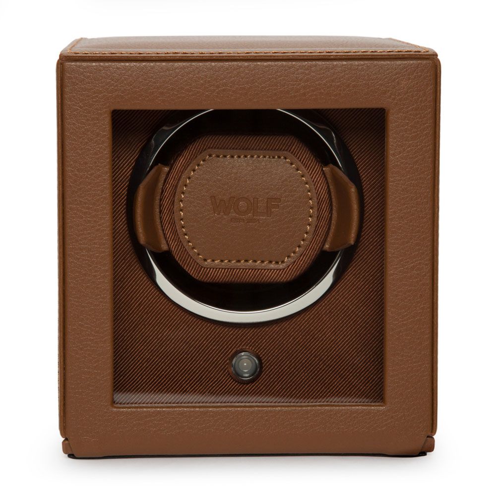 WOLF - Cub Single Watch Winder with Cover - cognac | 461127