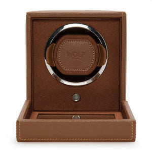 WOLF - Cub Single Watch Winder with Cover - cognac | 461127