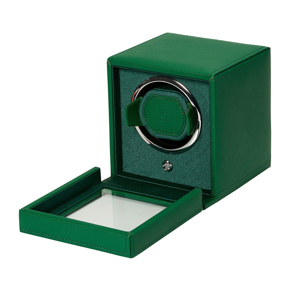 WOLF - Cub Single Watch Winder with Cover - Green | 461143
