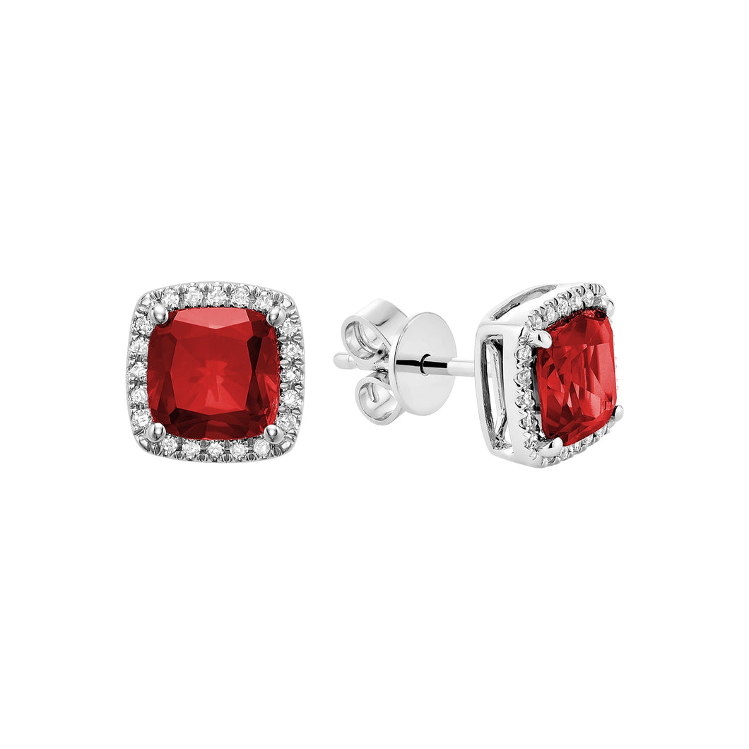 SEMI PRECIOUS STONE & DIAMOND HALO STUD EARRINGS | 13-041028CRU