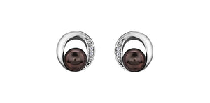 Earring black pearl & diamonds - 10 kt white gold |  DD7229