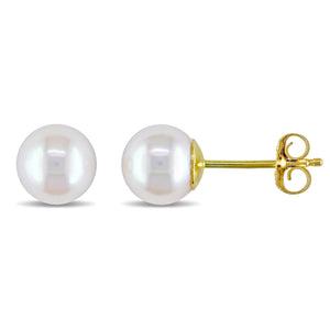 Pearl Stud Earrings | 14k Yellow Gold | 6 - 6.5 MM White Japanese Akoya Cultured | JACPSE206Y