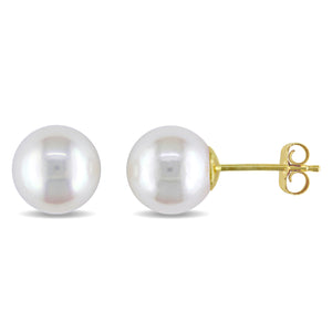 Pearl Stud Earrings | 14k Yellow Gold | 8 - 8.5 MM White Japanese Akoya Cultured | JACPSE208Y