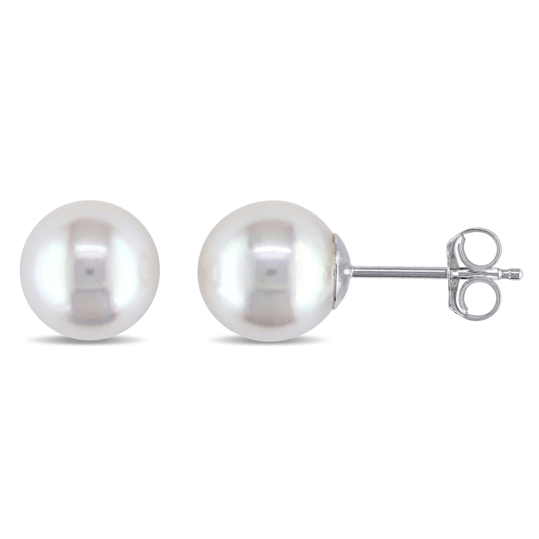 Pearl Stud Earrings | 14k White Gold | 7 - 7.5  MM White Japanese Akoya Cultured | JACPSE207W