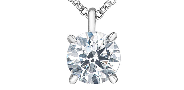 Solitaire Pendant - 14kt White Gold - 1.01ct Lab Grown Diamond