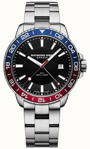 Raymond Weil Tango 300 Men's Quartz GMT Blue Red Diver Watch | 8280-ST3-20001